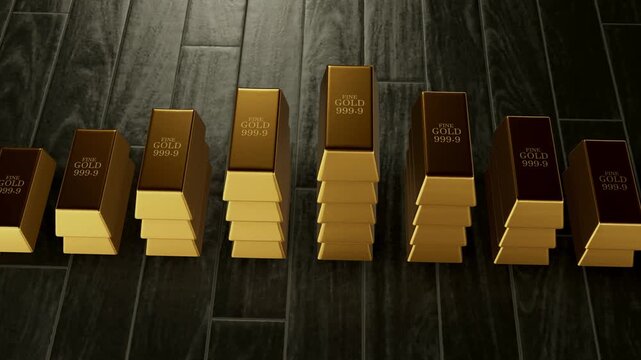 Gold bars on a wooden floor