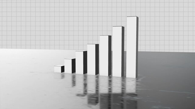 A rising bar graph is shown on a table