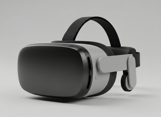 High-Tech Virtual Reality Headset Displayed on White Studio Background Representing the Future of Immersive Metaverse Experience.