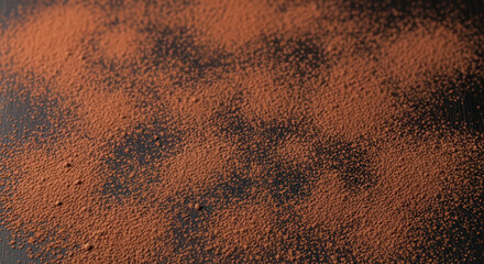 Finely spread cocoa powder on dark background for baking design