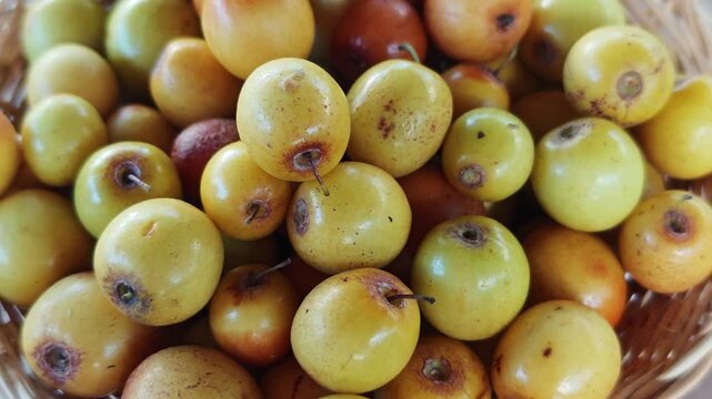 Sweet and sour jujubes in a basket.