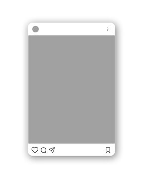 Minimal Instagram post mockup with blank photo area and clean interface on neutral background. Ideal for social media branding, content preview, UI design, and digital marketing presentations.