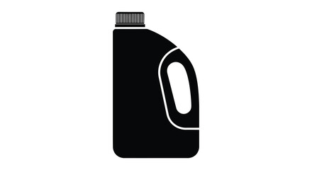 A simple black and white illustration depicts a plastic bottle with a handle and a screw on cap