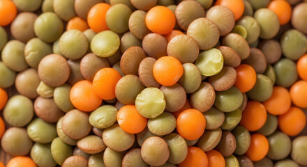 Lentils close up texture, plant based food background