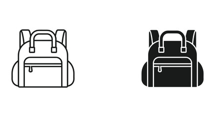 Fototapeta premium Simple Black and White Backpack Icon Set on White Background