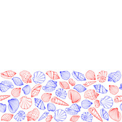 Seashells frame. Sea and ocean design template. Vector card templates.
