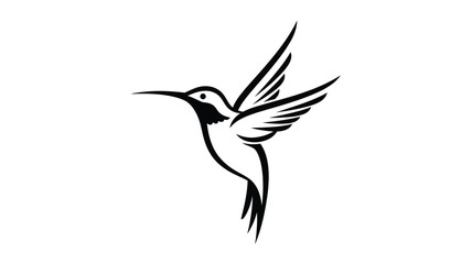 Fototapeta premium a detailed black hummingbird illustration in flight captured as a silhouette