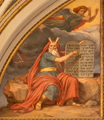 Fotobehang Jezus Christus Cava de Tirreni -  The  fresco of Moses in the church Abbazia Santissima Trinita by Vincenzo Morani (cca 1860).  © Renáta Sedmáková