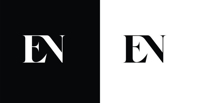 EN Monogram Logo Vector | Minimal Luxury Initials in  Black and white
