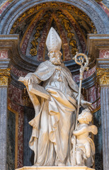Fototapeta premium NOVARA, ITALY - JANUARY 15, 2026: The statue of Saint Agabius of Verona in the church Cattedrale di Santa Maria Assunta by borthers Collino (1772). 