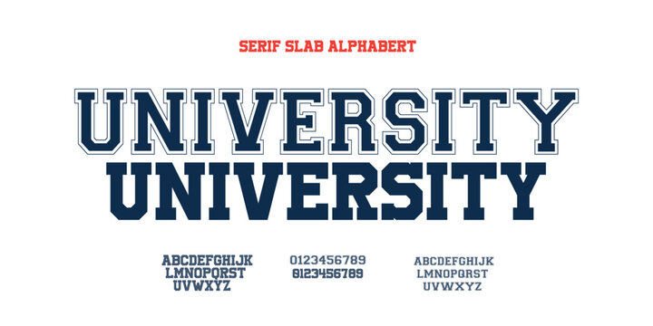 Classic college font. University sport font in american style for football, baseball or basketball logos and t-shirt. Athletic department typeface, varsity style font. Vector
