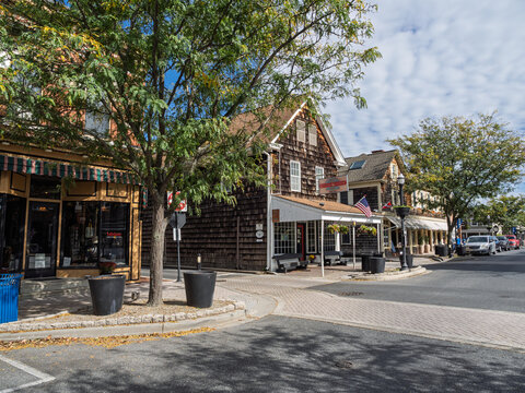 Charming street scene in historic Lewes Delaware