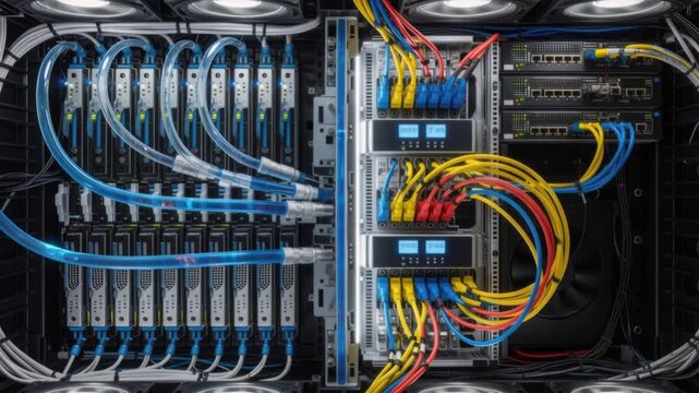 Server Room Network Cables and Equipment.