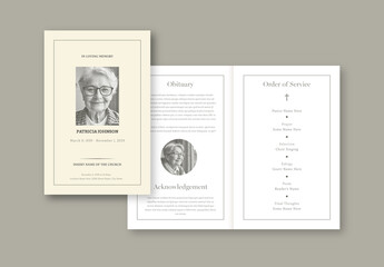 Vintage Conservative Traditional Funeral Program Template with Faded Photo Effect