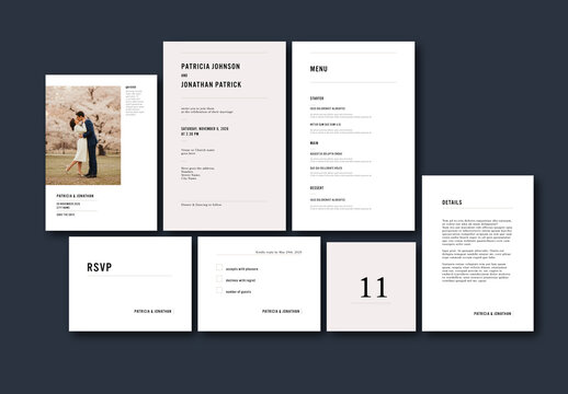 Minimal Design Vintage News Style Wedding Invitation and RSVP Template