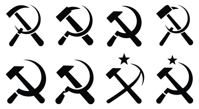 Hammer and Sickle Icon USSR and communist vector symbol representing Marxist ideology, historical emblem, and political design illustration.