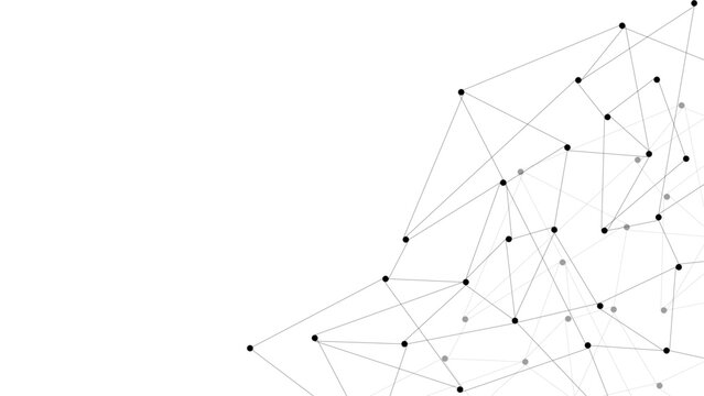 Abstract Connected Dots and Lines Network Background, Minimal Black and White Geometric Mesh, Technology Data Connection Structure with Copy Space