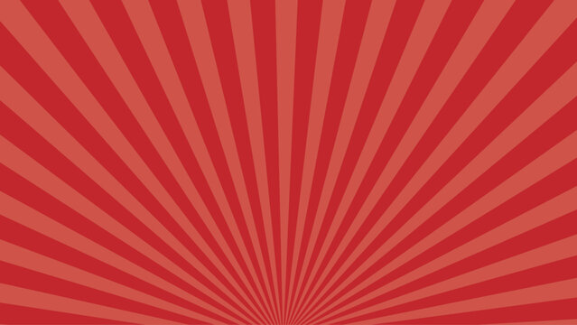Bold red sunburst background with radiant radial rays and dynamic gradient glow, eye-catching abstract backdrop for posters, banners, advertising, promotions and modern graphic design