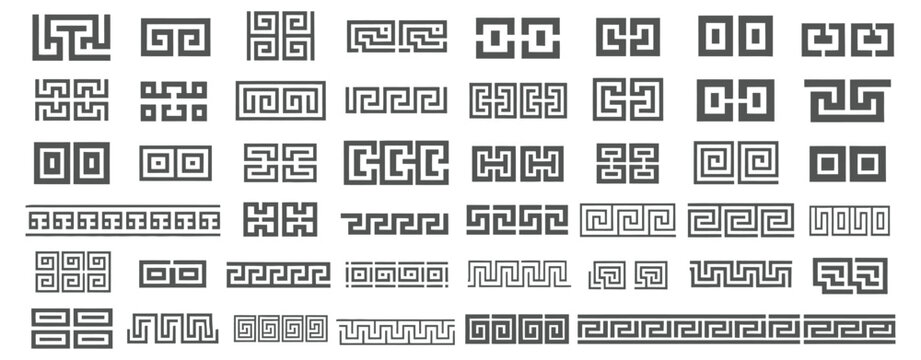 Greek Geometric Pattern Icon vector illustration of traditional Greek motifs, ancient Roman ornaments, decorative borders, and classical design elements.