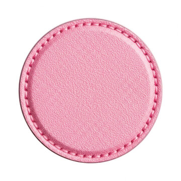 Pink leather circle isolated on transparent background