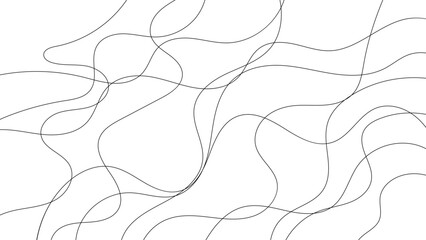 Obraz premium Abstract Black Continuous Line Scribble Pattern on White Background, Minimal Hand-Drawn Curved Line Art Texture for Modern Design, Creative Doodles and Contemporary Layouts