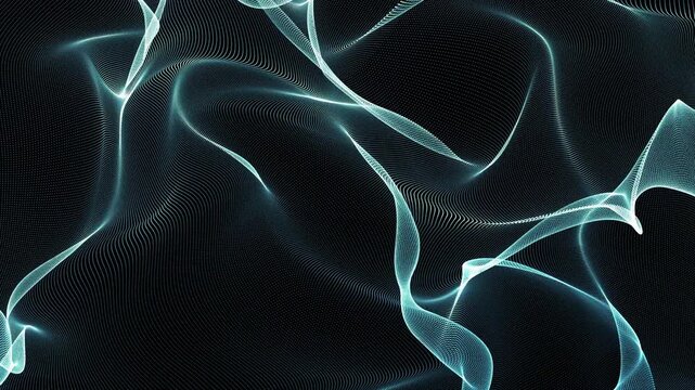Hilos de luz abstractos en loop 4K 60 fps, curvas suaves tipo humo luminoso sobre negro para motion graphics