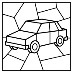 Geometric Car Outline Drawing for Coloring Create a Black and White Geometric Stained-Glass Style