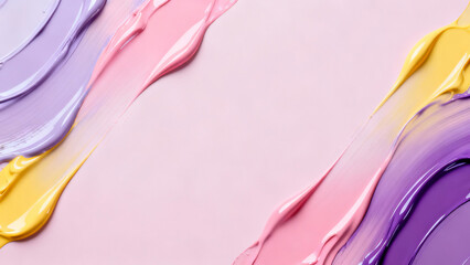 Creamy Pastel Color Strokes Abstract Glossy Acrylic Paint Streams Flowing Diagonally with Vibrant