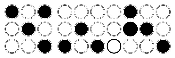 Dots hand drawn set with black and white circles in various patterns and arrangements featuring design, vector, illustration with graphic and collection elements for minimalist, simple projects,
