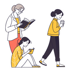 People Reading Books and Coffee