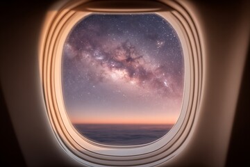 Airplane Window View of Milky Way Galaxy.
