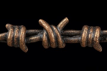 Barbed Wire Close-up with Knots and Texture.
