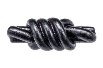 Black Leather Cord with Knot Closeup.