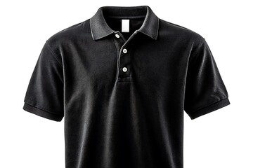 Black Polo Shirt with Collar and Buttons.