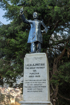 Statue of Lala Lajpat Rai, an Indian patriot and freedom fighter at Scandal Point in Shimla, Himachal Pradesh, India.