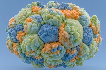 Colorful 3D Rendering of Molecular Structure.