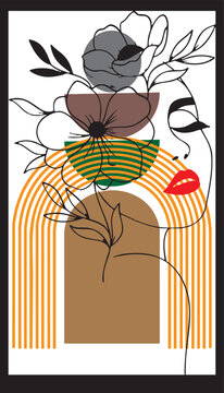artwork girl ,flowers, baho artwork, vector artwork 