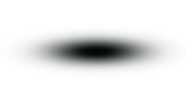 Abstract black circular gradient shape with soft bokeh effect on a white background, representing a void or focus point.