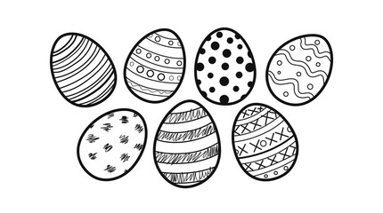 Handdrawn Decorative Easter Egg Illustration with Various Pattern Style Design Elements