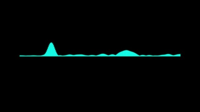 Minimal Audio Waveform Spectrum Animation on Black Background with Smooth Sound Waves, Music Beat Equalizer, Voice Signal Motion and Futuristic Digital Audio Display