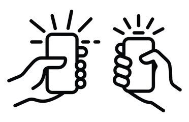 Obraz premium Two hands fist bumping a smartphone in a vector illustration style