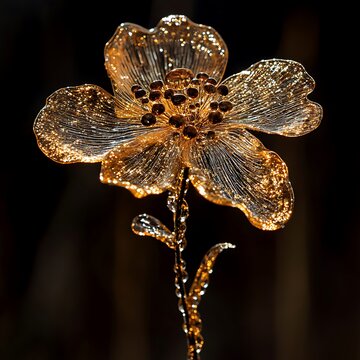 Beautiful golden wire wrapped flower sculpture high resolution image
