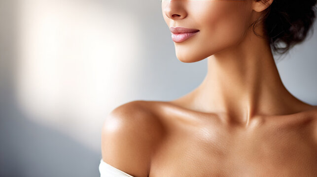 Close-Up Portrait of a Woman with Smooth Skin
