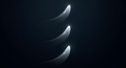 Obraz premium Abstract vector background featuring three glowing white light trails symbolizing speed, technology, and futuristic motion against a dark blue backdrop.