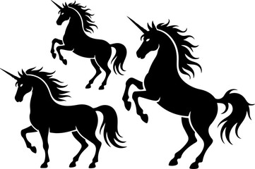 Obraz premium Cute Unicorn Silhouette Illustration Set