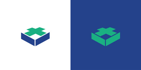 Fototapeta premium The medicine box logo design is unique and modern