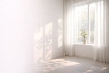 Fototapeta premium Minimal White Office Interior with Copy Space and Natural Light