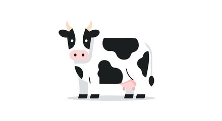 Cartoon cow with black spots standing