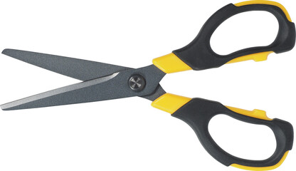 Open scissors isolated on white background