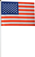 USA flag on a stick isolated on white background